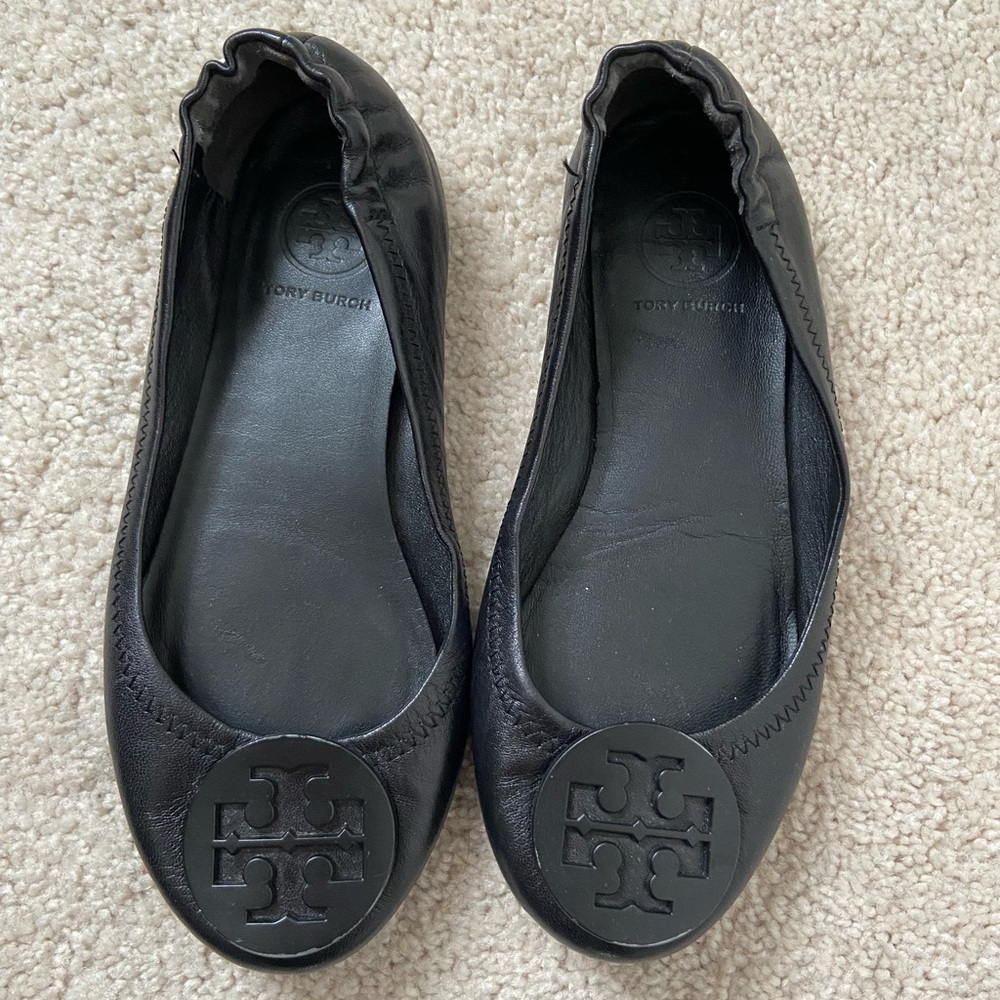 Tory Burch Minnie Travel Ballet Flats Black Size 5